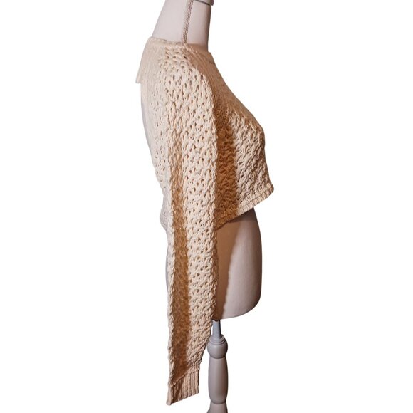 NEW Cream Loose Knit Long Sleeve Open Back Sweater Size‎ M - Picture 8 of 12